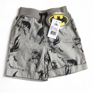 NWT Batman Boy's Pull On 100% Cotton Shorts Gray & Black NWT 12 months